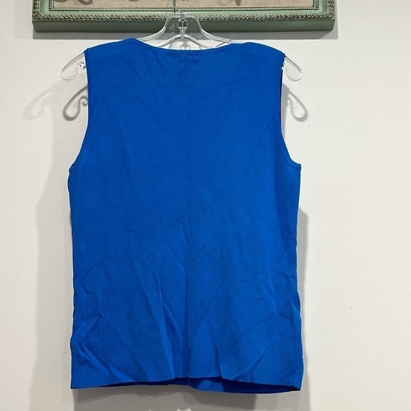 Vintage sweaterworks 90s rib knit sequin fish under the sea blue tank top large - Picture 6 of 6